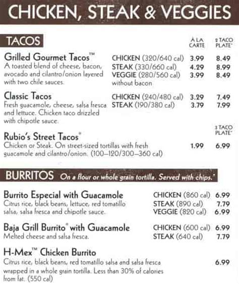 Rubio S Coastal Grill Menu Nutrition | Besto Blog