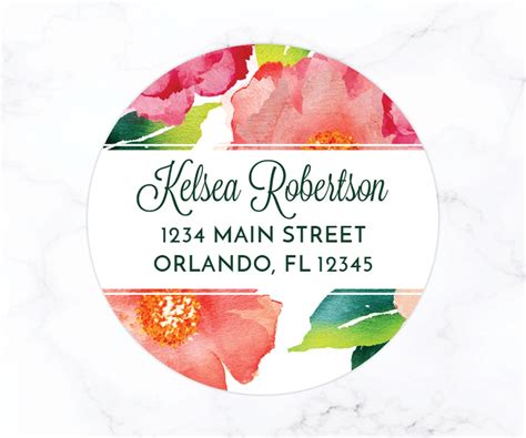 Floral Return Address Labels Round Address Label Stickers | Etsy