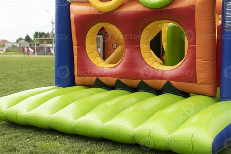 Inflatable construction in amusement park. Obstacle course for children. 11145875 Stock Photo at ...