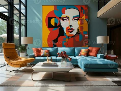 Pop art interior design of modern living room generative ai 27420957 Stock Photo at Vecteezy