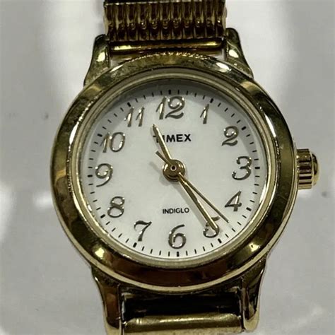 VINTAGE LADIES TIMEX Indiglo Gold Tone Watch With Stretch Band #17 $7.00 - PicClick