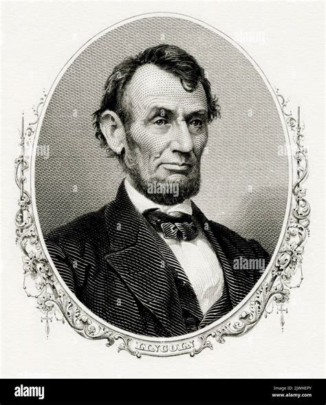 An engraved portrait of Abraham Lincoln as president Stock Photo - Alamy