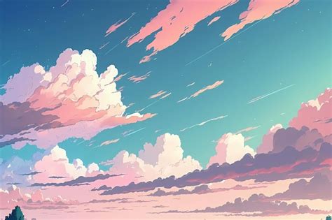 Premium Photo | Sky background in anime style Generative ai design