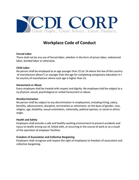 Workplace Code of Conduct