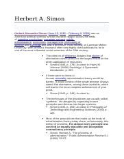 Herbert Simon decision theory .docx - Herbert A. Simon Herbert ...