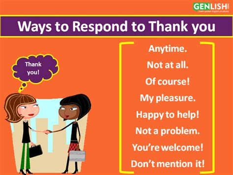 Ways to respond to Thank you - genlish.com