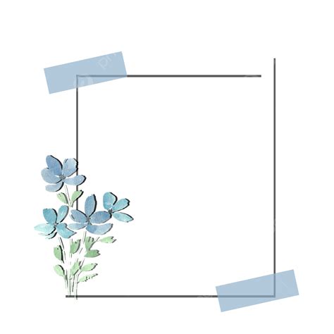 Aesthetic Polaroid PNG Picture, Aesthetic Polaroid Frame With Blue Wild Watercolor Flower Free ...
