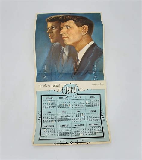 1969 JFK and RFK brothers United Calendar by Alton S. Tobey - Etsy