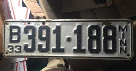 1933 Minnesota Vehicle License Plate - MN - Vintage - Tag, 391-188, Antique | Vintage tags ...