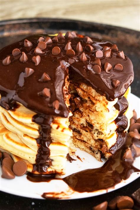 Chocolate Chip Pancakes {With Chocolate Syrup} - CakeWhiz