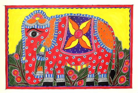 Madhubani painting, 'Festive Elephant' | Madhubani painting, Indian folk art, Folk art painting