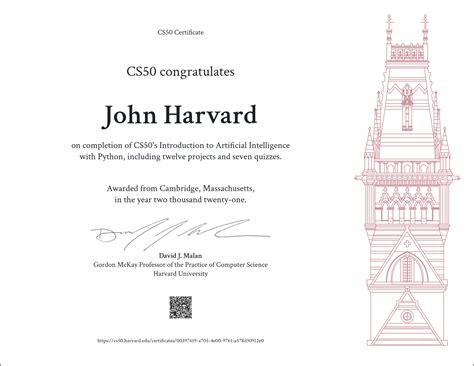 CS50 Certificate - CS50's Introduction to Artificial Intelligence with ...