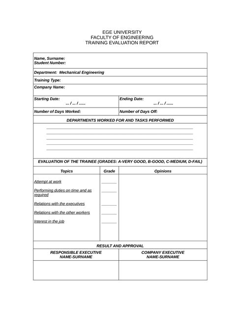 Training Evaluation Report Template