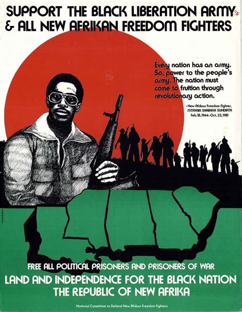 Black Liberation Army poster with map of the Republic of New Afrika ...