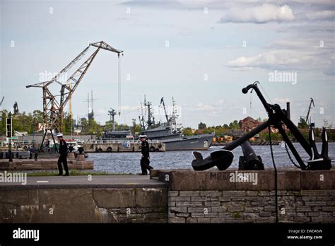 Kronstadt - a naval base of the Russian Baltic Fleet. Port Harbor Stock ...