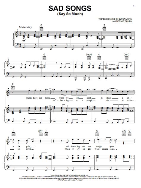 Elton John "Sad Songs (Say So Much)" Sheet Music Notes | Download Printable PDF Score 111685