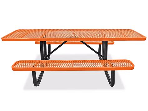 ADA Metal Picnic Table - 8' Rectangle, Orange H-2673O - Uline