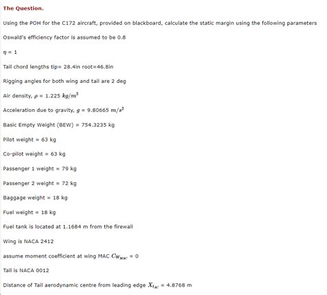 Solved Using the POH for the C172 aircraft, provided on | Chegg.com