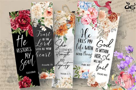 Printable Bible Verses Bookmarks Set #1 Illustration par Nann Digital ...