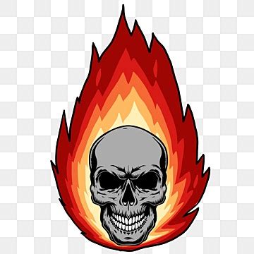 Vector Illustration Of Classic Fire Logo With Flaming Skull Silhouettes Vector, Face, Death ...