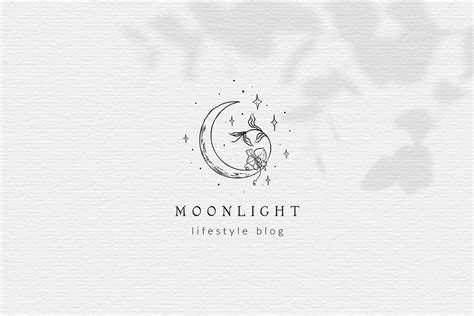 Premade Moon Brand Logo Design for Blog or Small Business, hand drawn ...