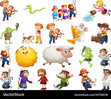 Set different nursery rhyme character isolated Vector Image