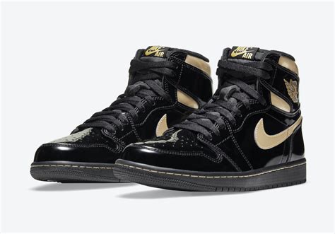 Air Jordan 1 High OG Patent Black Metallic Gold 555088-032 Release Date - SBD