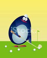 Penguin Paying Golf - Clip Art Library