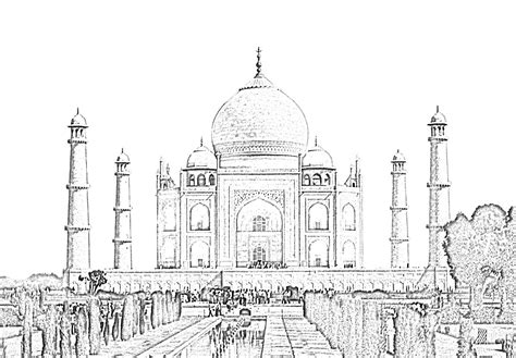 Stock Pictures: Taj Mahal Sketch and Silhouettes