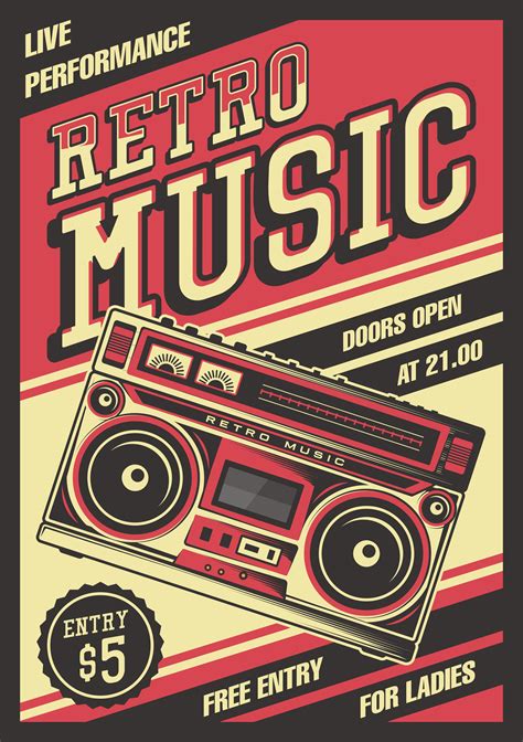 Retro Boombox Vintage Poster 665365 Vector Art at Vecteezy