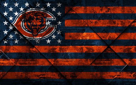 Chicago Bears American football club, grunge art, grunge texture, American flag, HD wallpaper ...