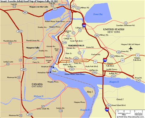 New York map niagara falls - ToursMaps.com