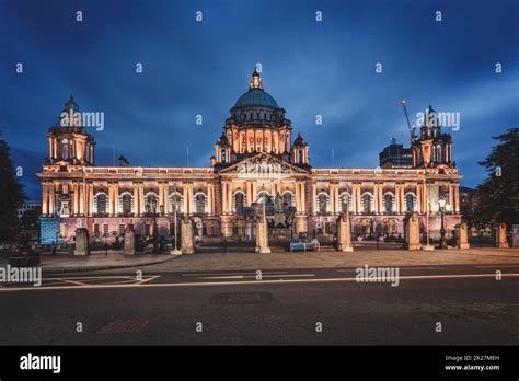 Illuminated Belfast City Hall, Belfast, Northern Ireland Stock Photo ...