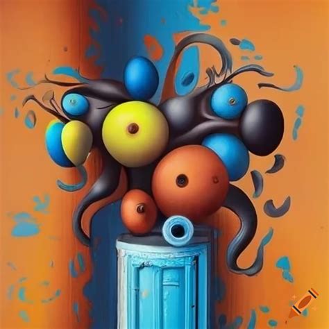 Abstract doors with colorful flower vase