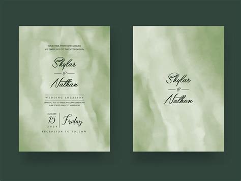 Sage Green Watercolor Wedding Invitation Card Template 14457537 Vector Art at Vecteezy