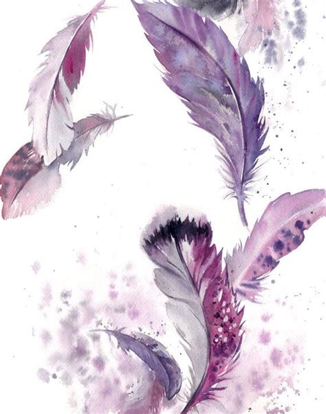 Violet plumes peinture peinture aquarelle originale peinture | Idées d ...