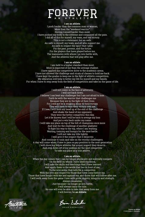 Football Poem Poster Print / Forever an Athlete Poetry Gift / Football Coach Gift / NFL Poster ...