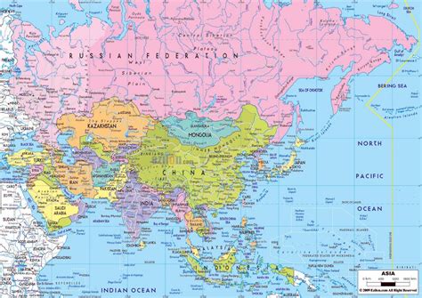 Large political map of Asia with major roads and major cities | Asia | Mapsland | Maps of the World