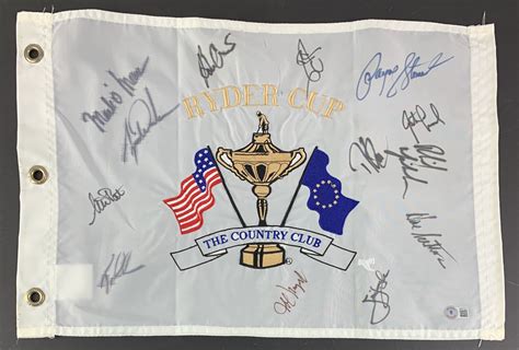 Lot Detail - 1999 Ryder Cup Team USA Signed Souvenir Pin Flag with Tiger, Stewart, Mickelson ...