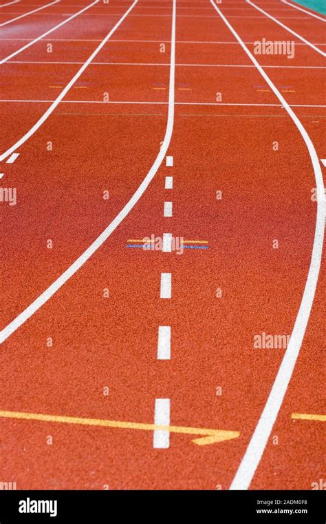 Athletics race track markings Stock Photo - Alamy