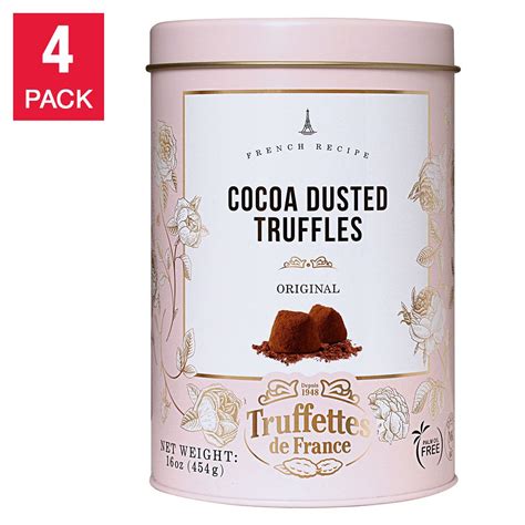 Truffettes de France Cocoa Dusted Truffles, 16 oz in Giftable Tins, 4-pack