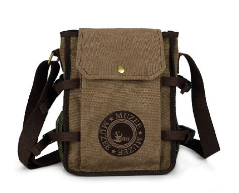 Mens canvas and leather shoulder bag, men's canvas satchel - BagsEarth