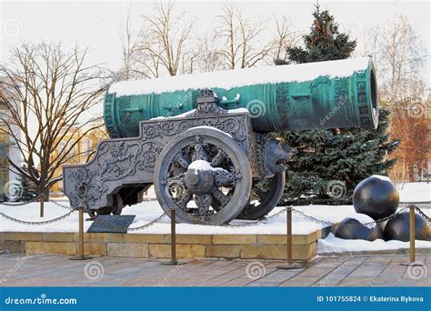 Tsar Cannon King Cannon in Moscow Kremlin in Winter. Stock Photo ...