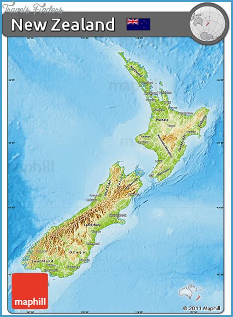 New Zealand Physical Map - TravelsFinders.Com