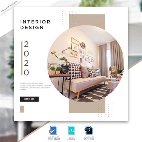 Premium PSD | Interior design social media posts template | Interior design portfolio layout ...