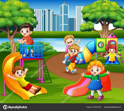 Happy Children Playing School Playground Stock Illustration by ©dualoro ...