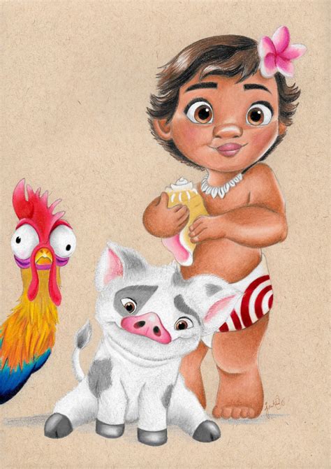 Disney's Baby Moana Pua and Hei Hei Print Disney Art