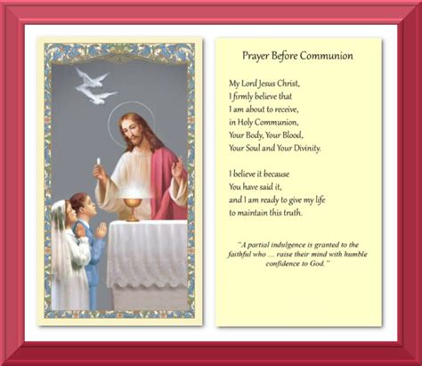 Prayer Before Communion Catholic Holy Card ️ 1st First Communion Holy ...