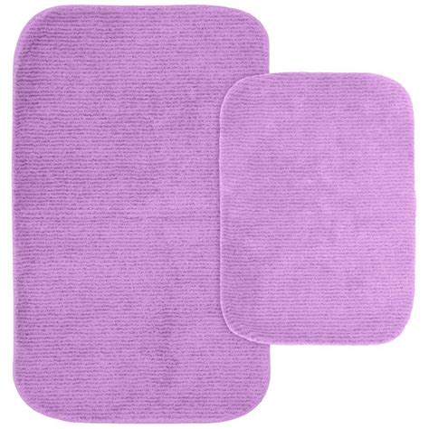 Garland Rug Glamor Purple 21 in. x 34 in. Washable Bathroom 2-Piece Rug Set-ALU-2pc-09 - The ...