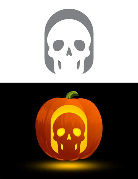 Printable Human Skull Pumpkin Stencil